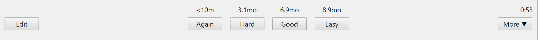The different grading options in Anki
